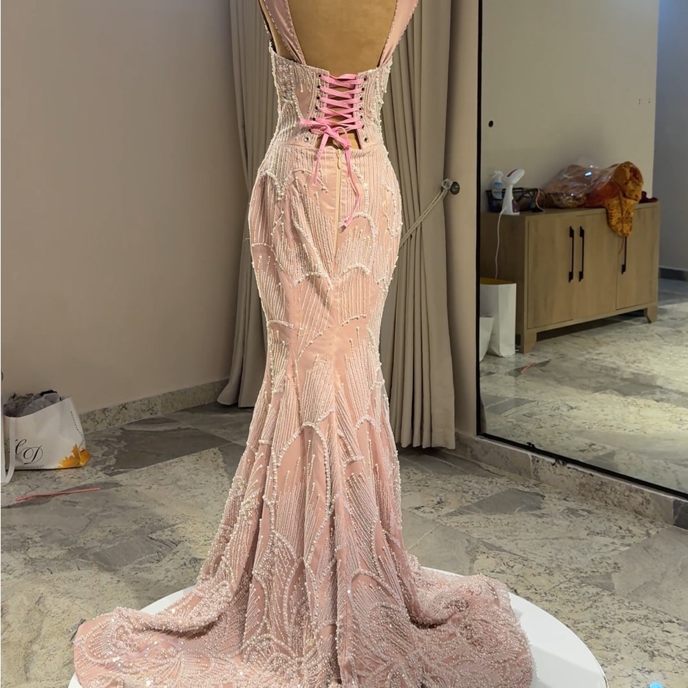 Pink Corset Prom Gown
